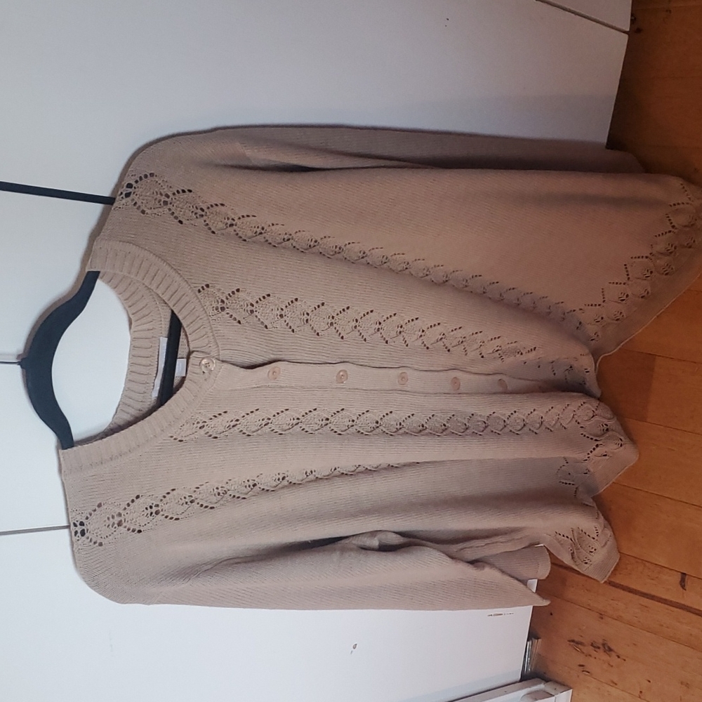 3X Pointelle beige cardigan